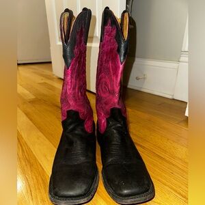 ROCKY pink and black cowboy steel toe boots